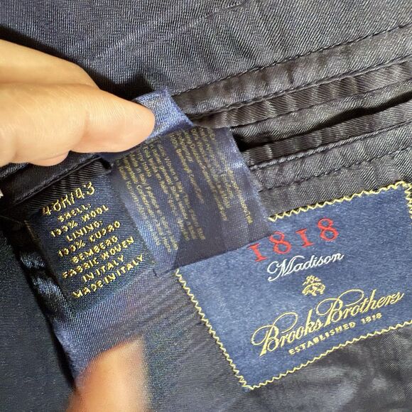 Brooks Brothers Wool Blazer 48R Blue Mens Madison 1818 Estrato Trabaldo Togna - Picture 13 of 14